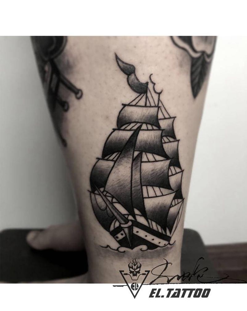 old school纹身图片_腿部Old School纹身图案