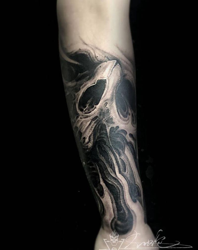 骷髅纹身图片_欧美写实纹身图案