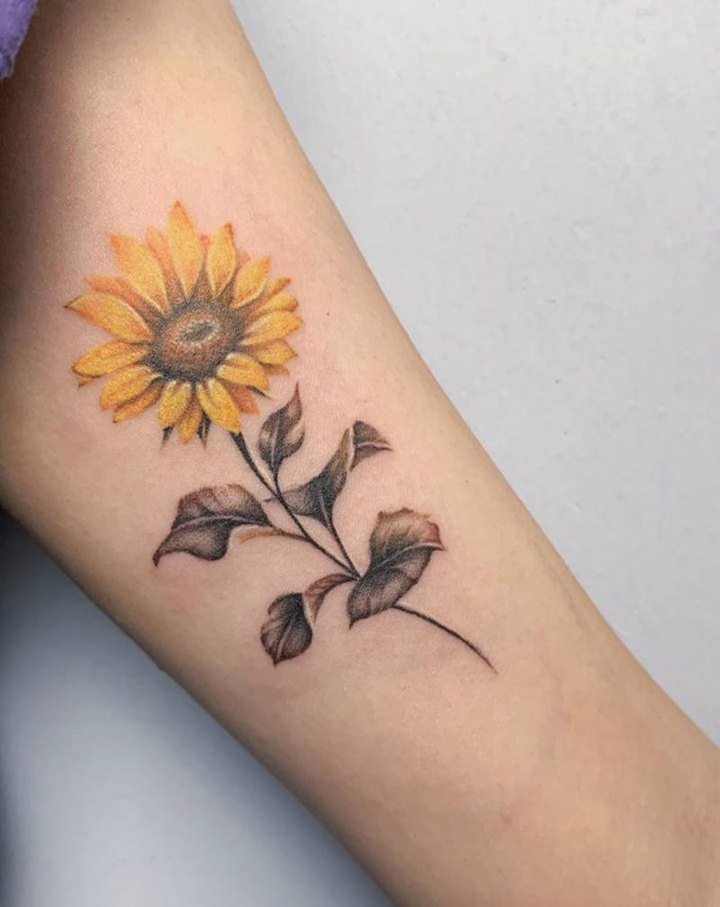 向日葵纹身图片_手臂纹身图案