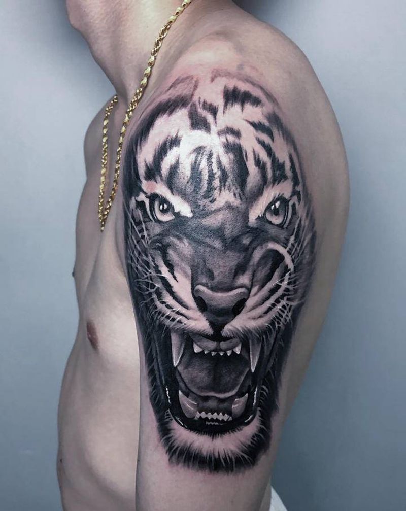老虎纹身图片_手臂纹身图案