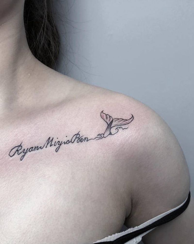 小清新纹身图片_肩部纹身图案