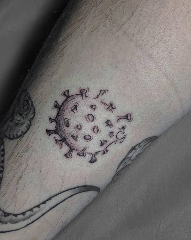 病毒纹身图片_腿部纹身图案