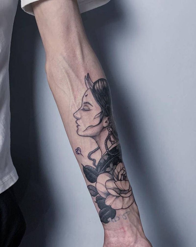艺伎纹身图片_手臂纹身图案