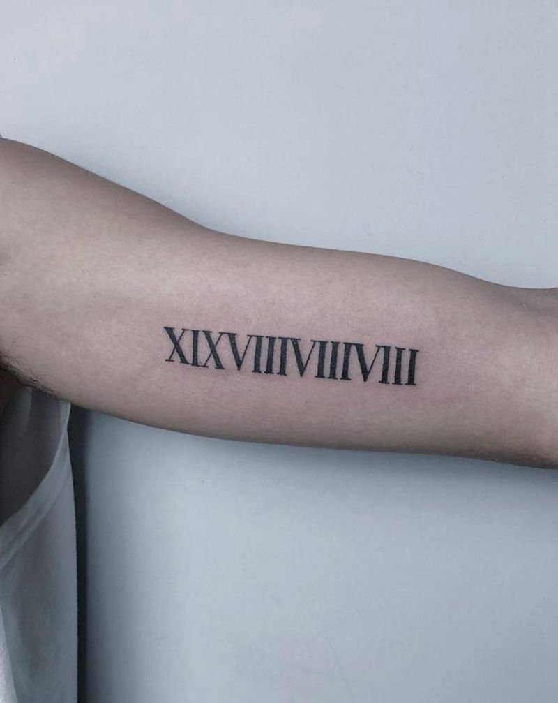 罗马数字纹身图片_手臂纹身图案