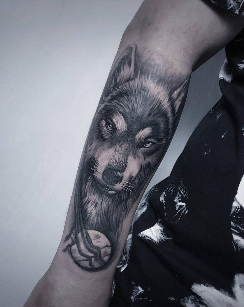 狼纹身图片_手臂纹身图案