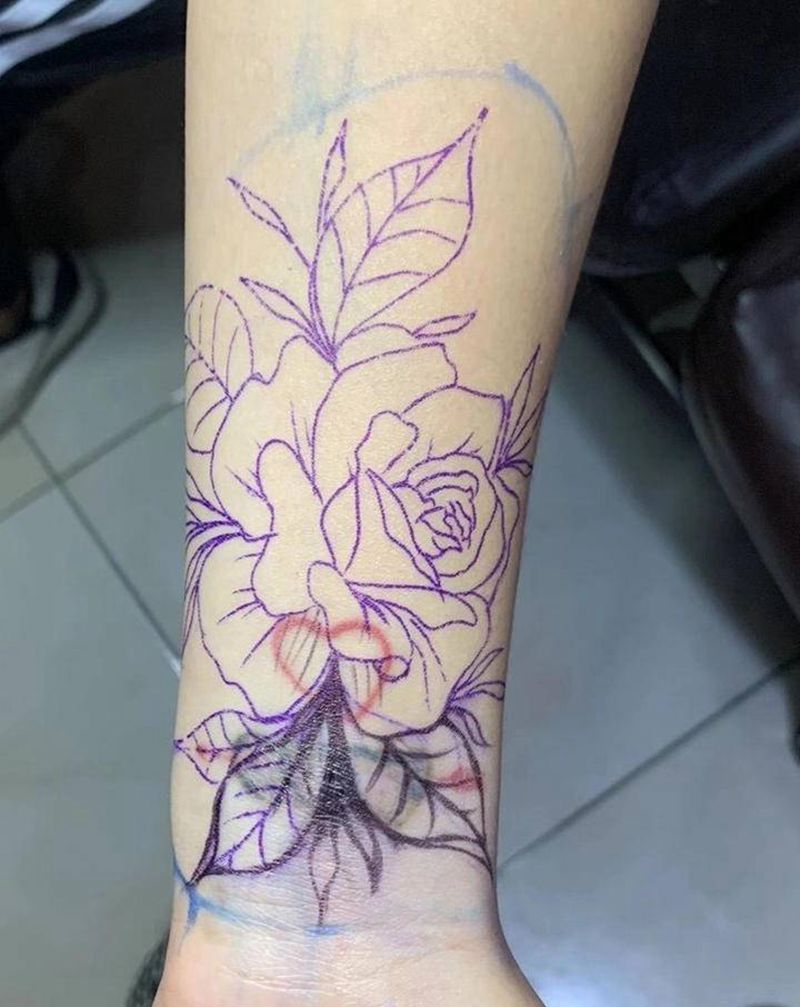 素花遮盖纹身图片_手臂纹身图案