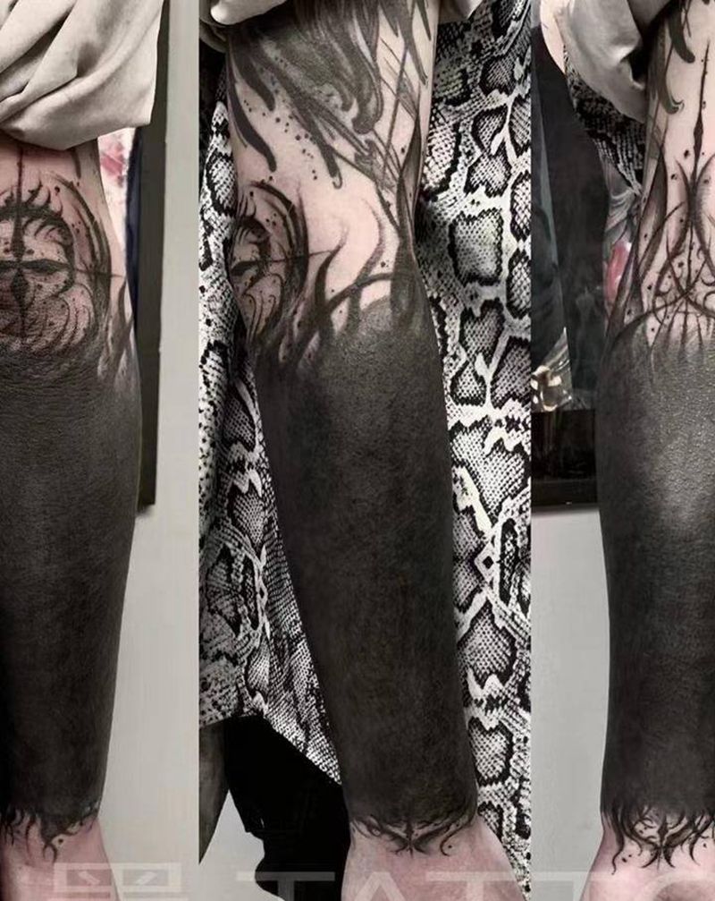 黑臂遮盖纹身图片_手臂纹身图案