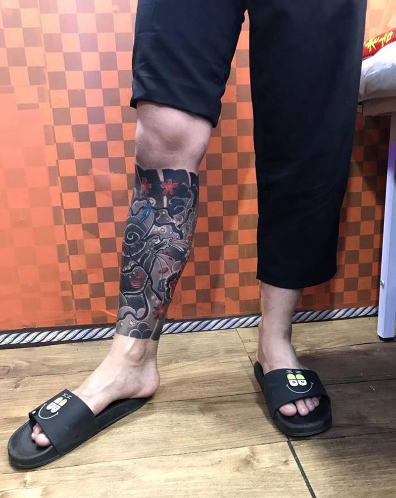 包小腿遮盖原相机没有P纹身图片_腿部纹身图案