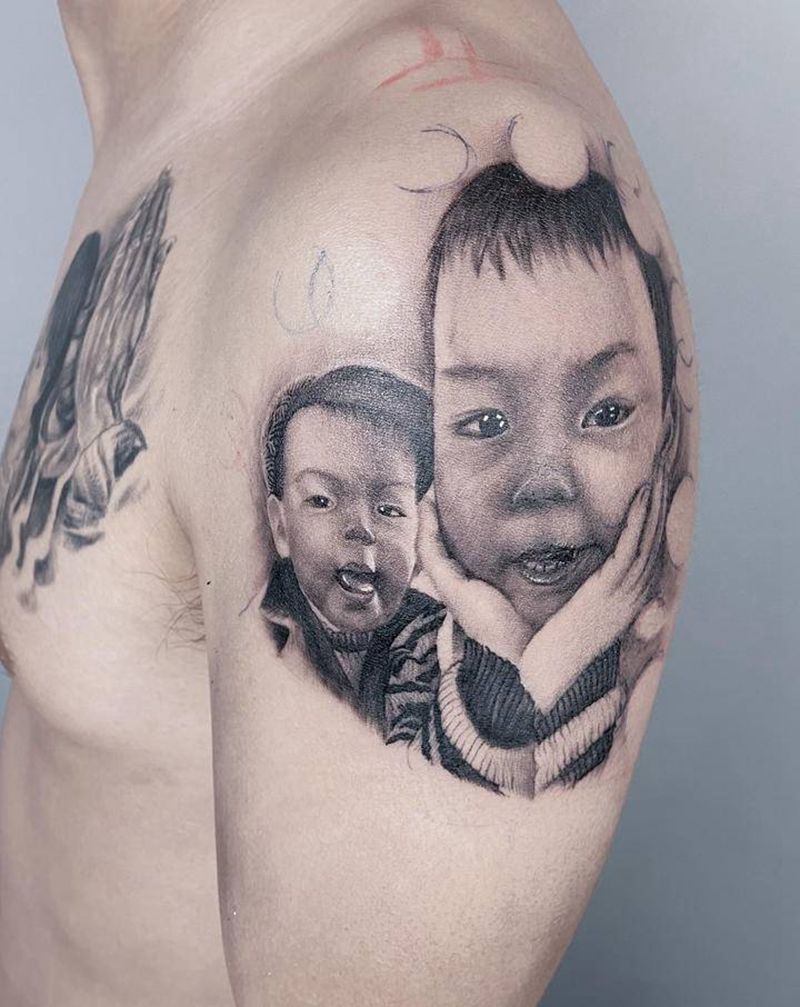 照片肖像纹身图片_手臂纹身图案