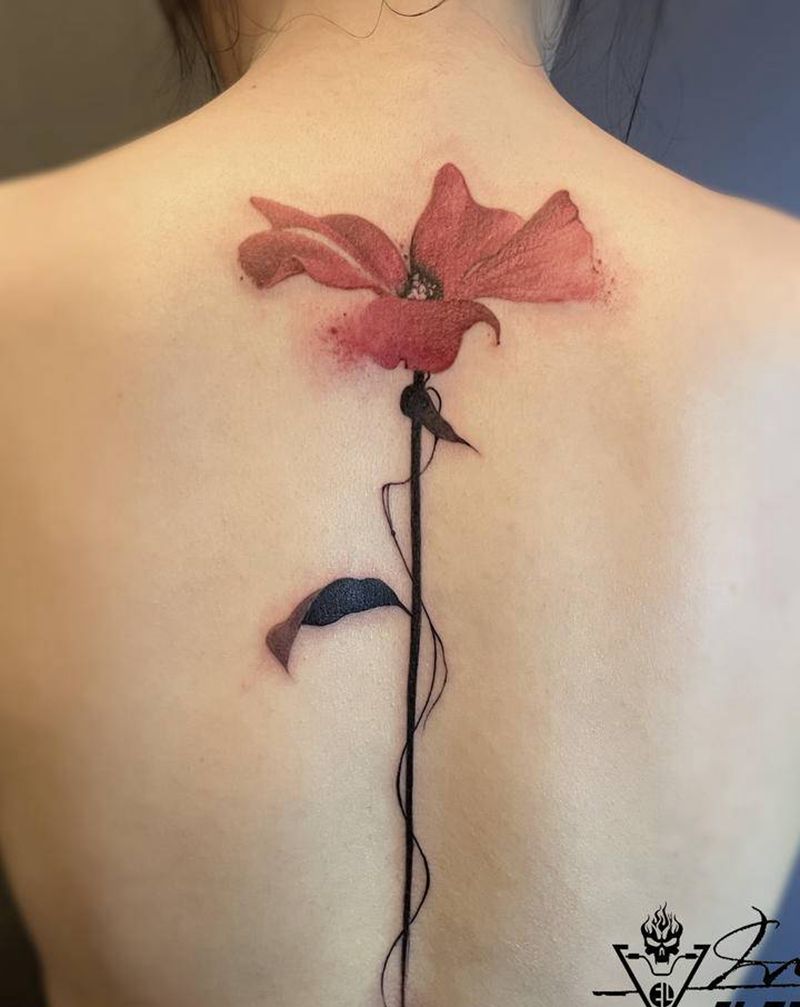 水墨花纹身图片_水彩纹身图案