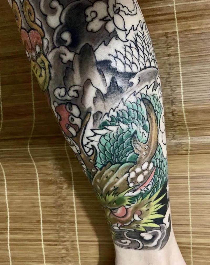 纹身第5天薄薄结痂下次继续纹身图片_腿部纹身图案