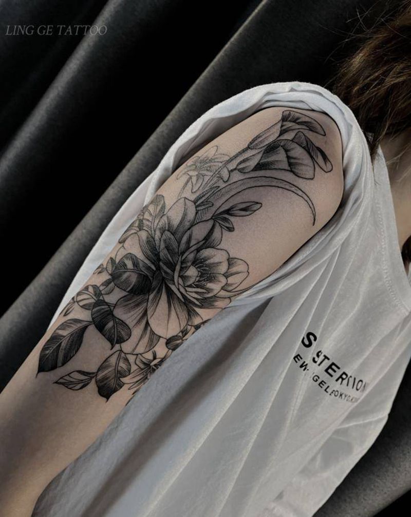 素花纹身图片_手臂纹身图案