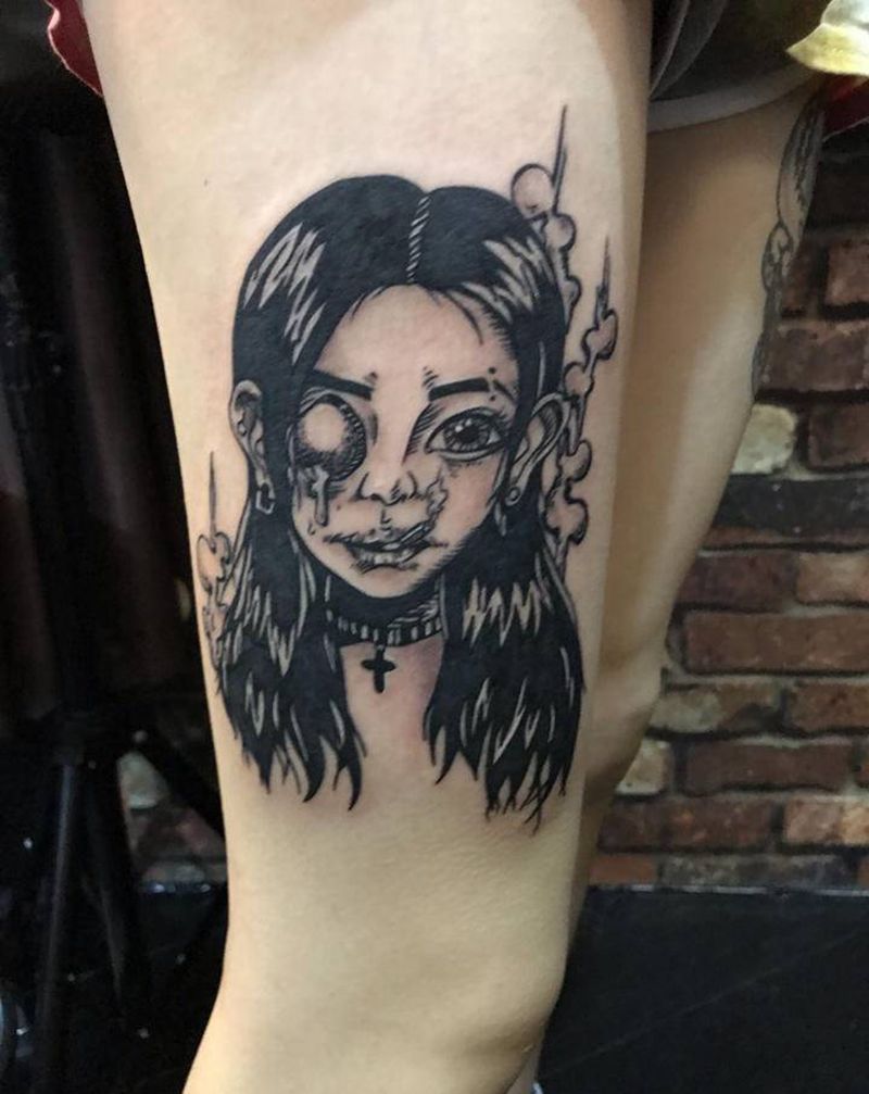 腿部纹身纹身图片_腿部New School纹身图案