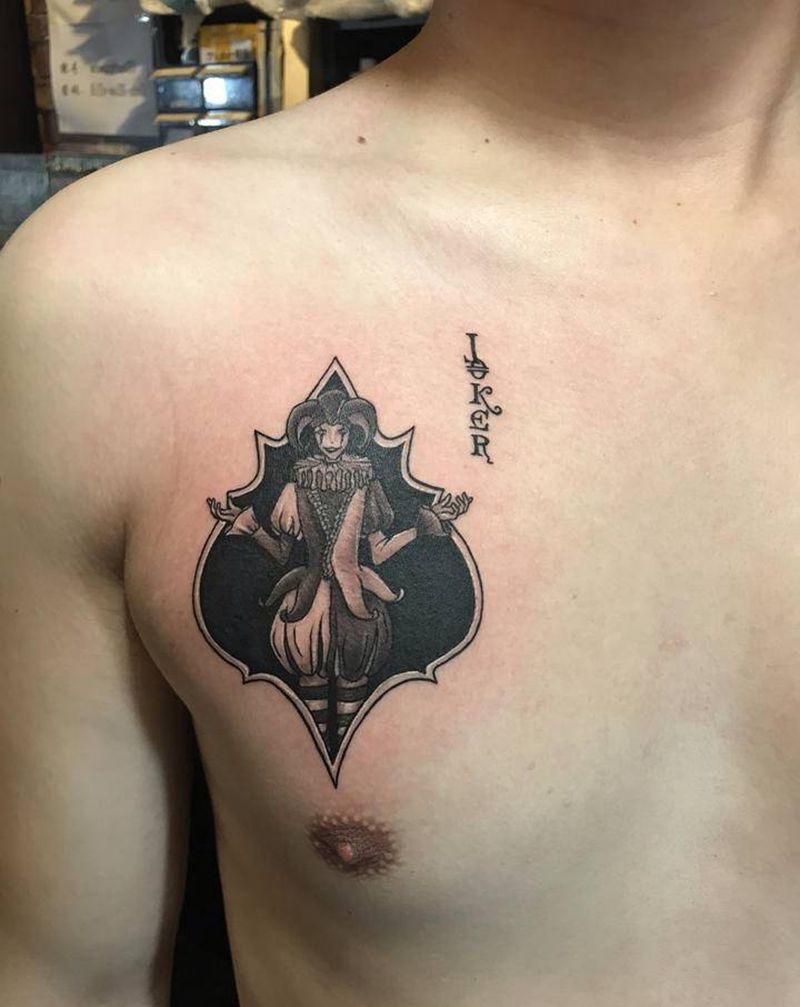 小丑纹身图片_胸部欧美写实纹身图案