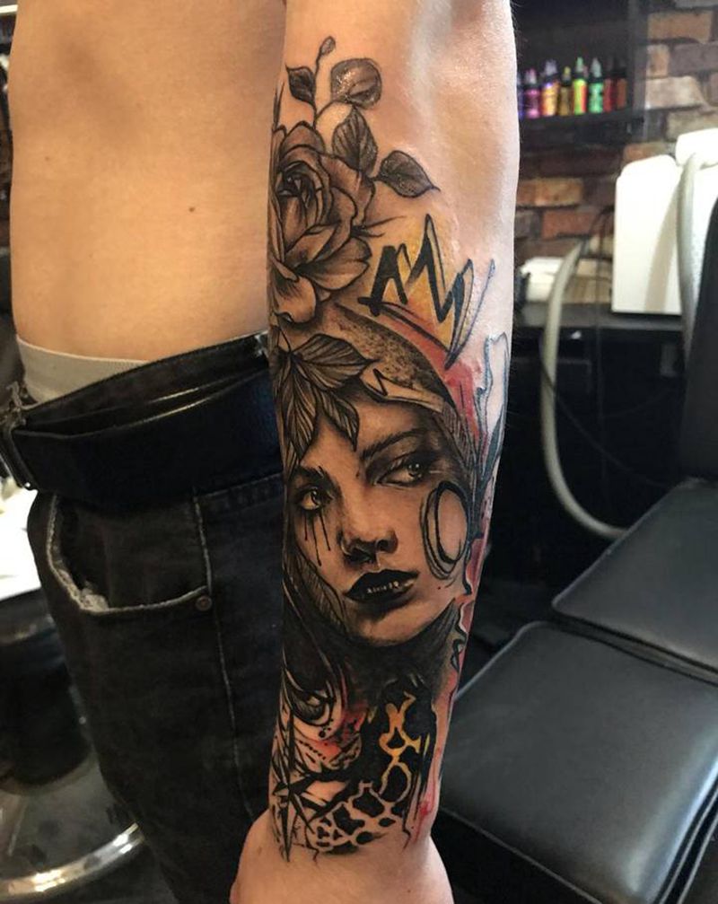 人物纹身图片_手臂欧美写实纹身图案