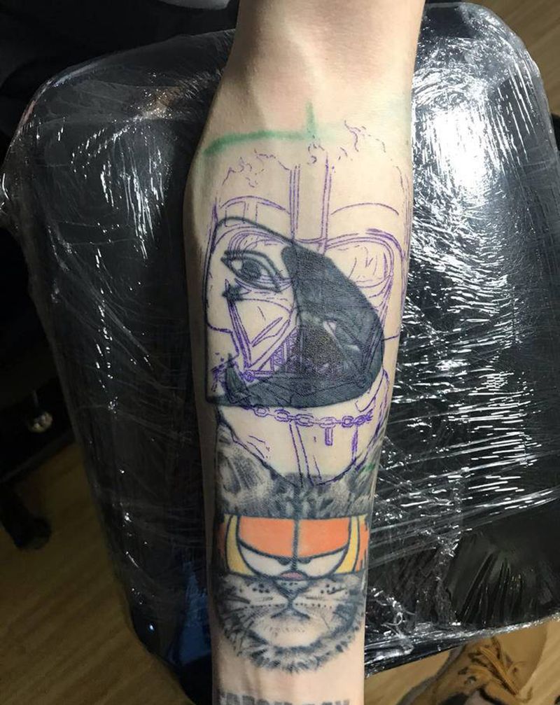 遮盖纹身图片_手臂欧美写实纹身图案