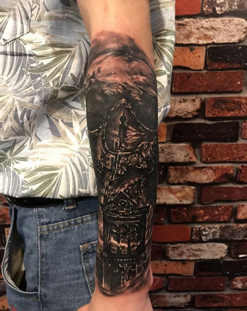 骷髅纹身图片_手臂手部欧美写实纹身图案