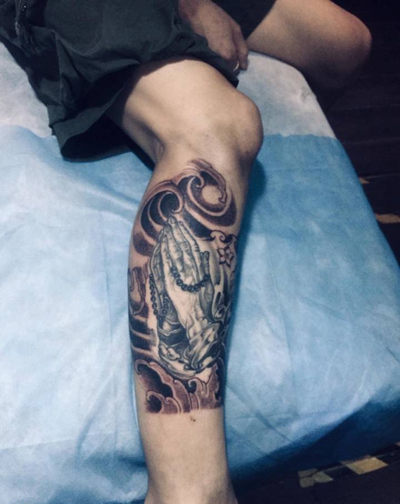 小腿添加纹身图片_腿部纹身图案