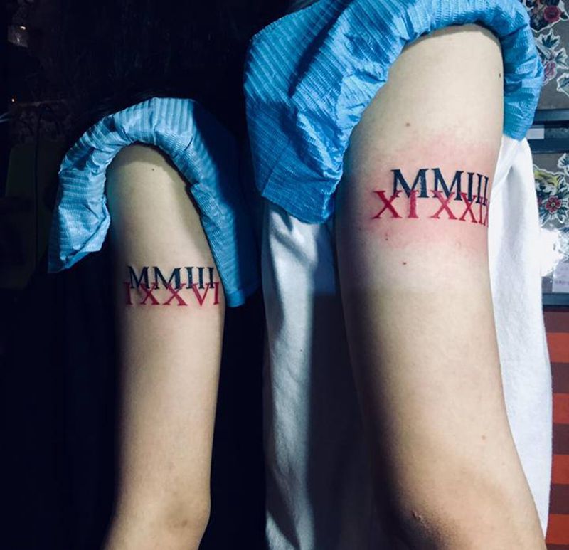 情侣罗马熟悉纹身图片_手臂纹身图案