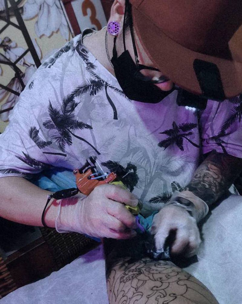 日常纹身图片_腿部纹身图案