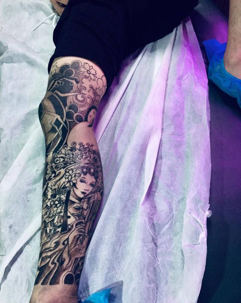 传统腿未完成待继续纹身图片_腿部纹身图案