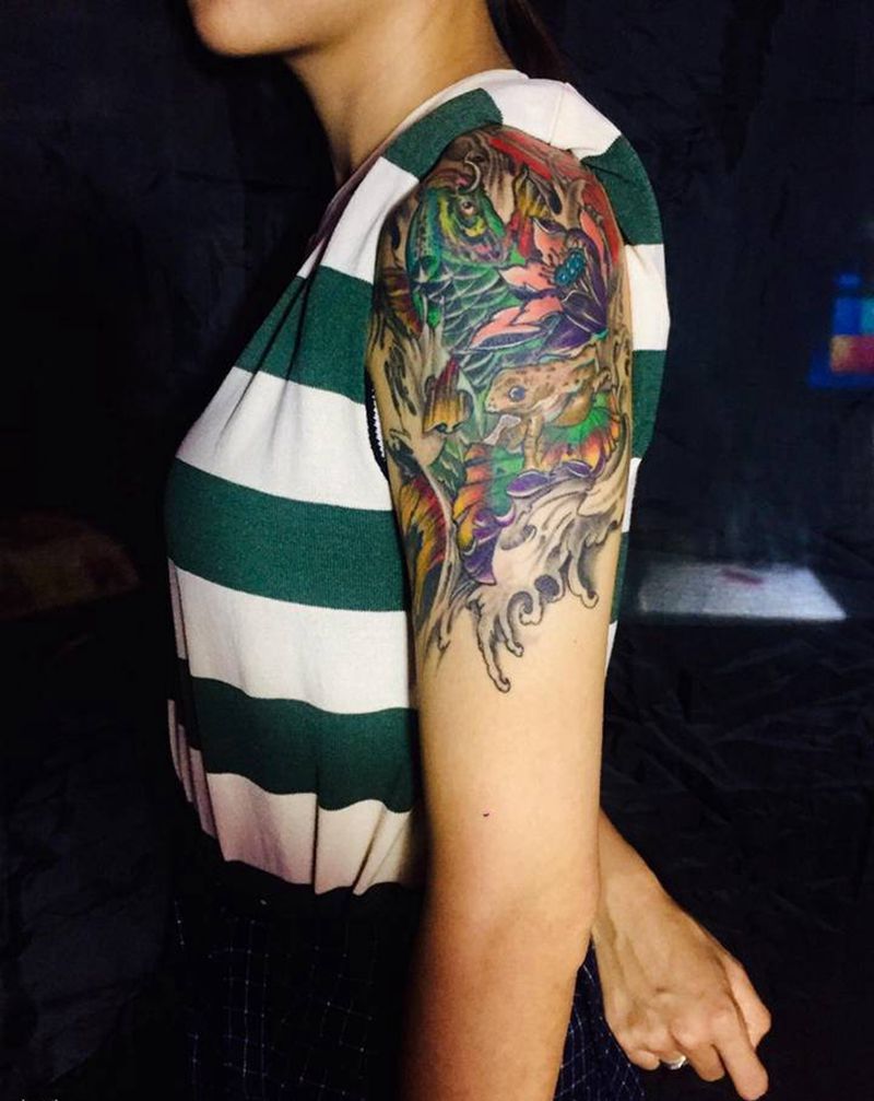 鲤鱼青蛙纹身图片_手臂纹身图案