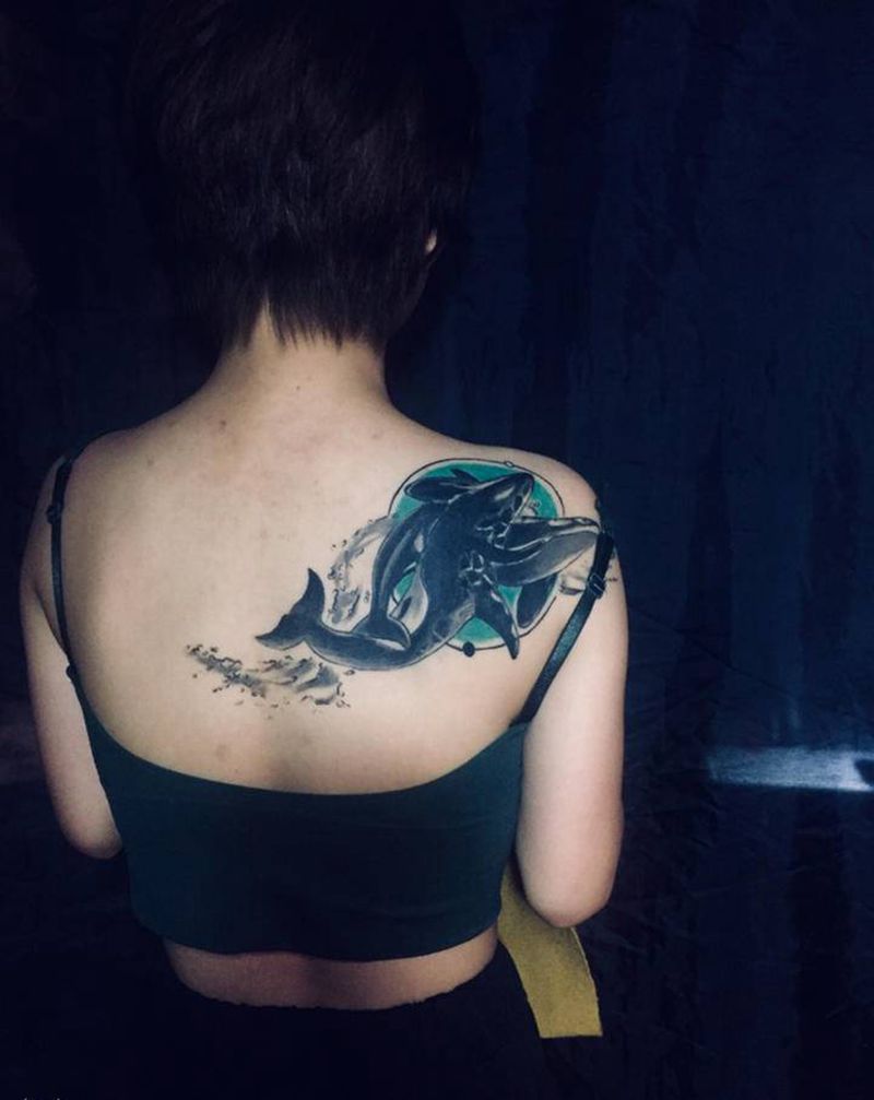 买家秀恢复第46天这是一个遮盖纹身图片_背部纹身图案