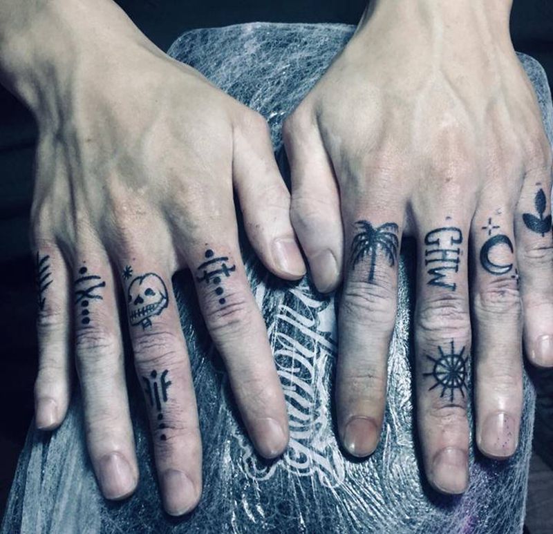 手指纹身图片_手部纹身图案