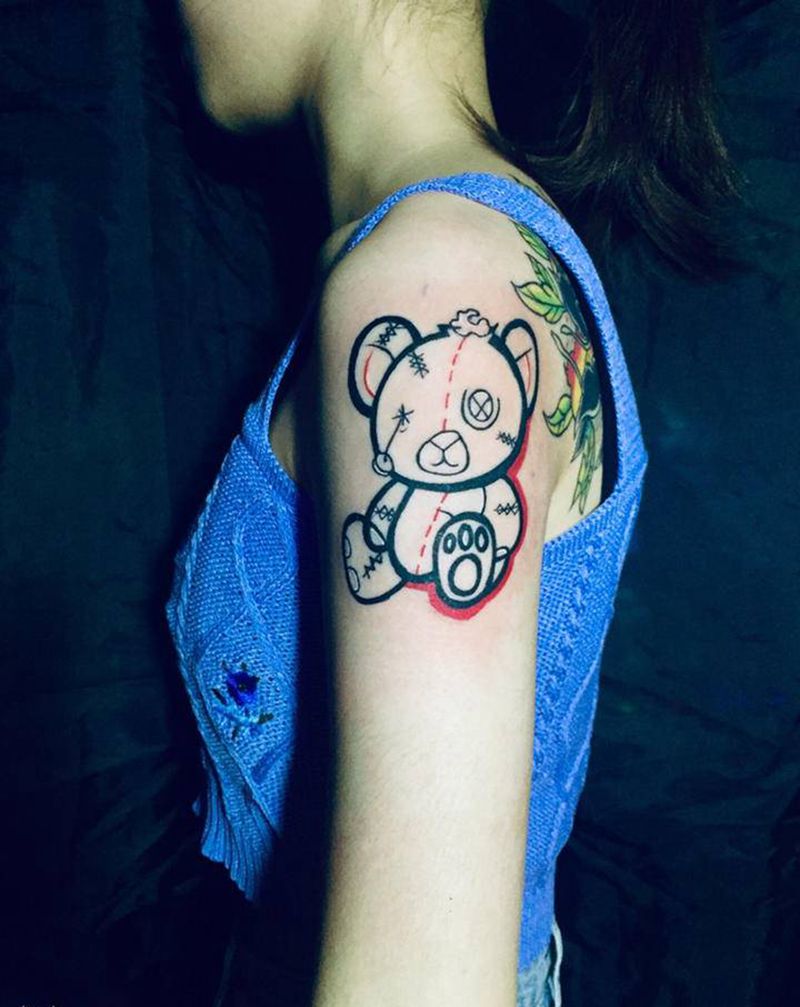 小熊纹身图片_手臂纹身图案