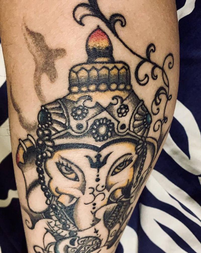 象神恢复一个月买家秀纹身图片_腿部纹身图案