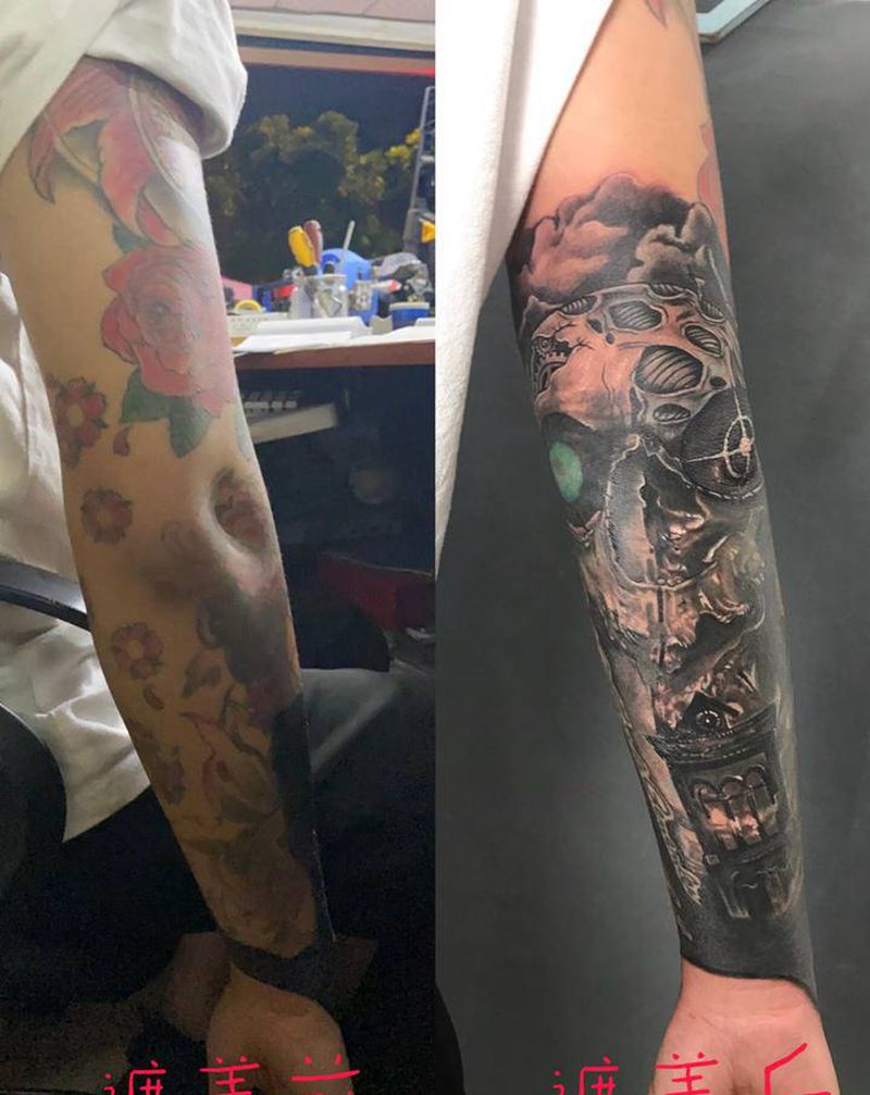 遮盖纹身图片_手臂手部欧美写实纹身图案