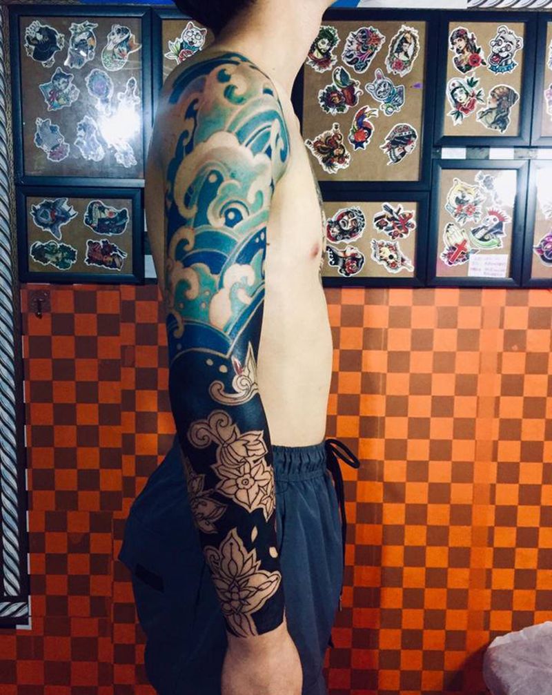 花臂#进度80％纹身图片_手臂纹身图案