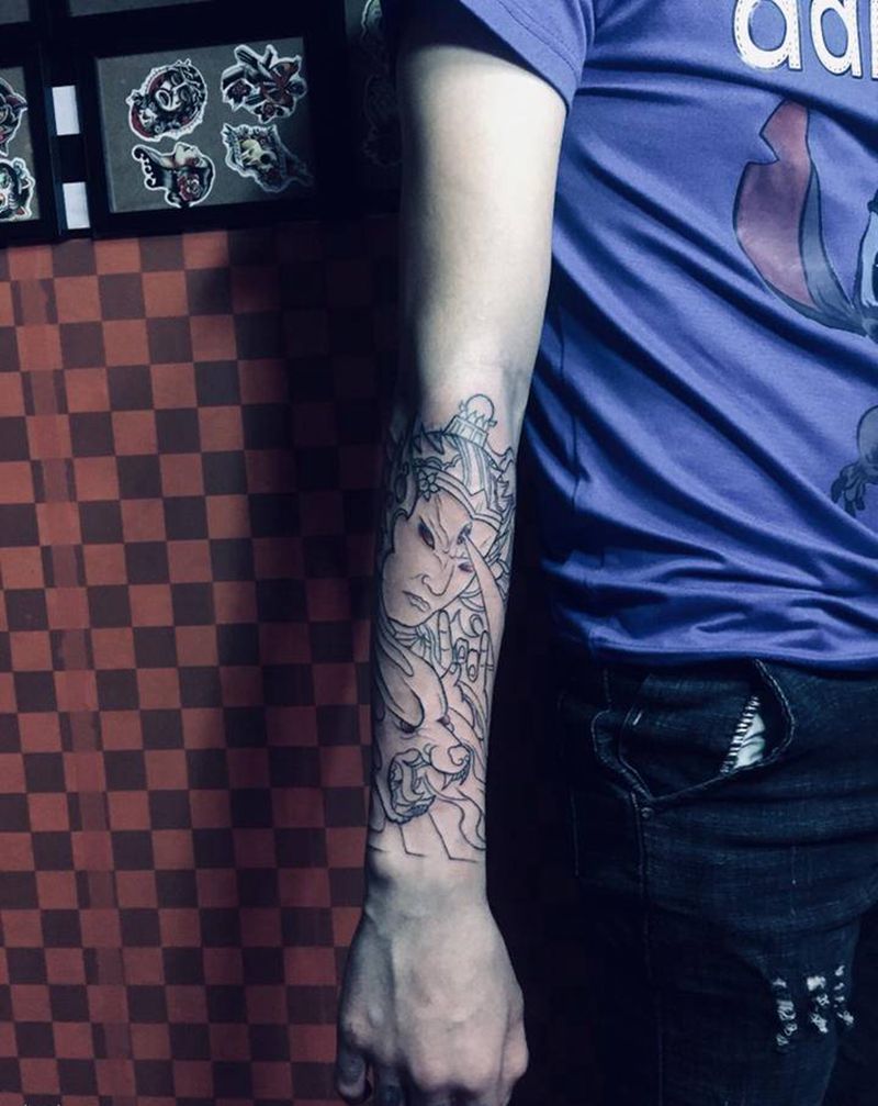 二郎神纹身图片_手臂纹身图案