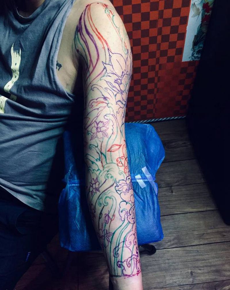 手绘部分纹身图片_手臂纹身图案