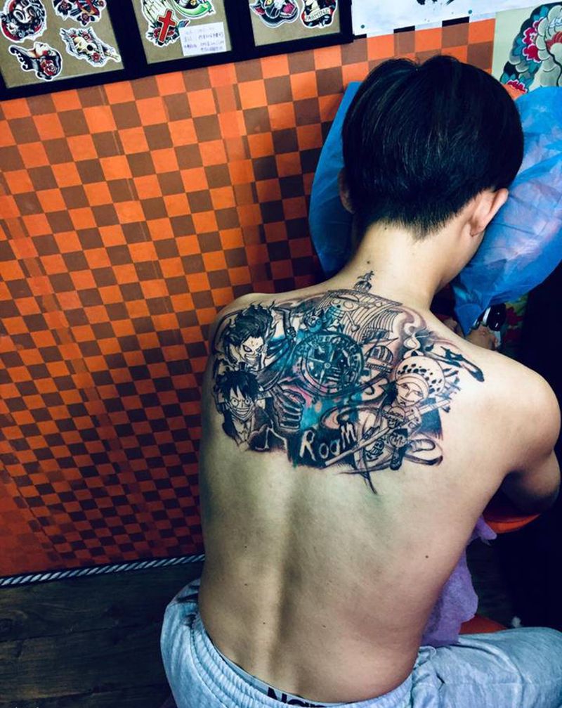 遮盖还差进度20％下次继续纹身图片_背部纹身图案