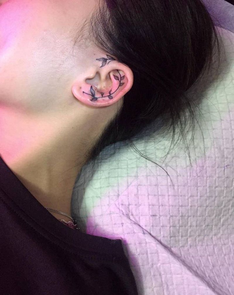 耳朵纹身修饰斑点纹身图片_手臂纹身图案