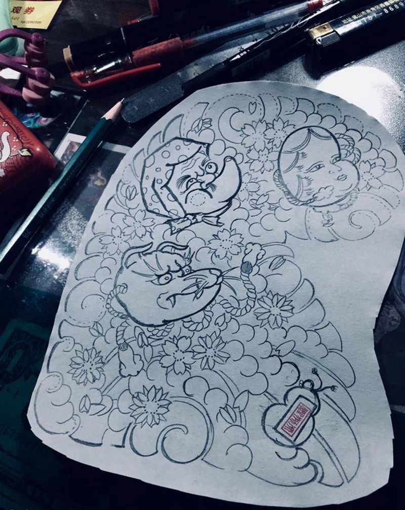 随笔纹身图片_胸部手臂纹身图案