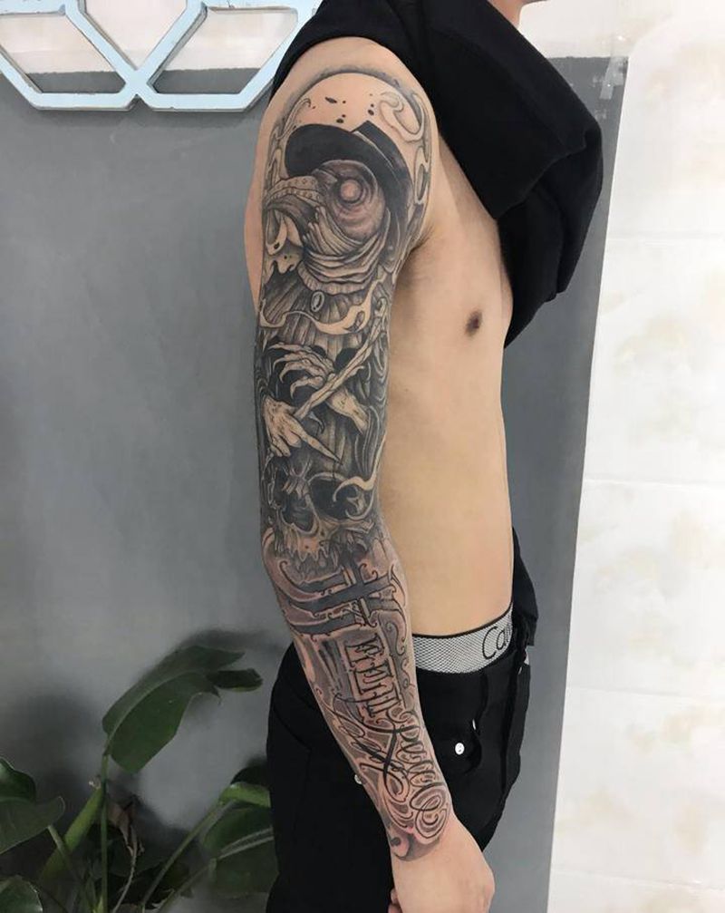 欧美花臂纹身图片_手臂手部欧美写实纹身图案