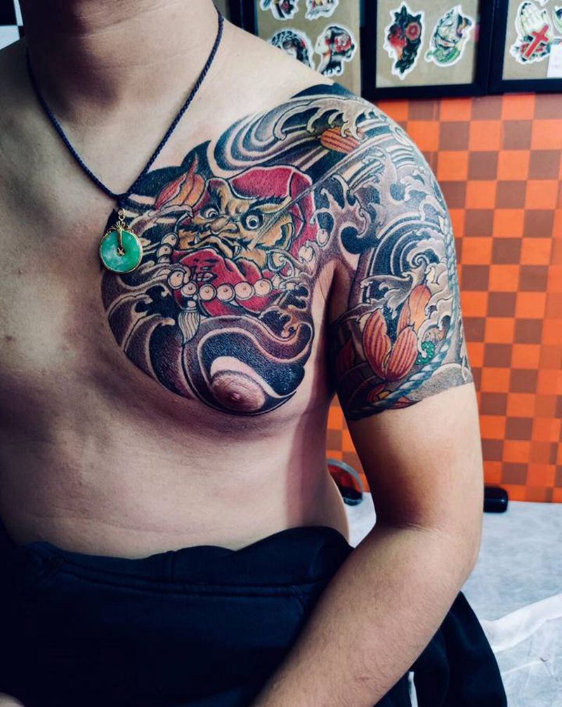 半胛彩色未完下次继续纹身图片_手臂胸部纹身图案