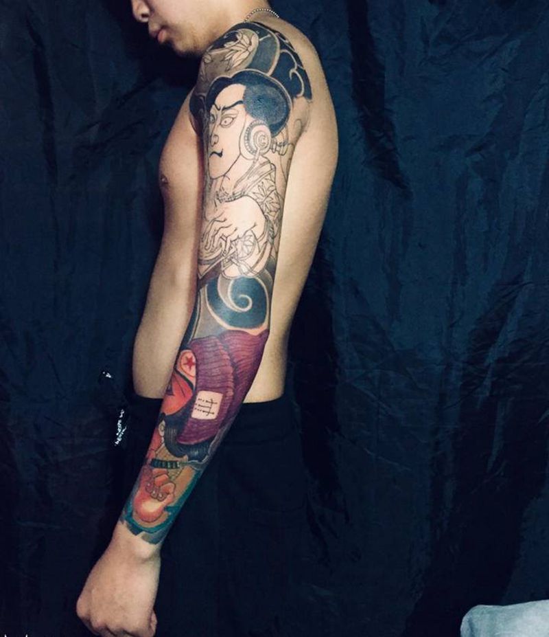 花臂继续纹身图片_手臂纹身图案