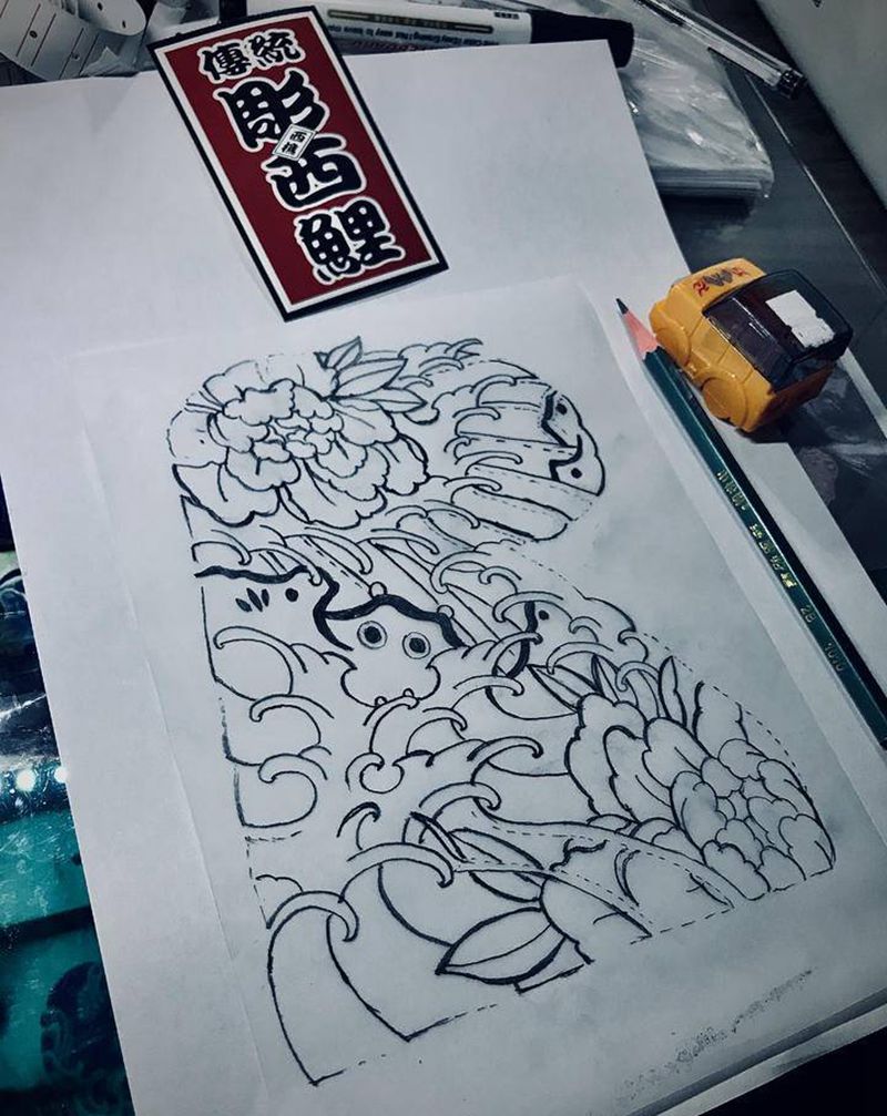 有一只河马藏在画里纹身图片_手臂胸部纹身图案