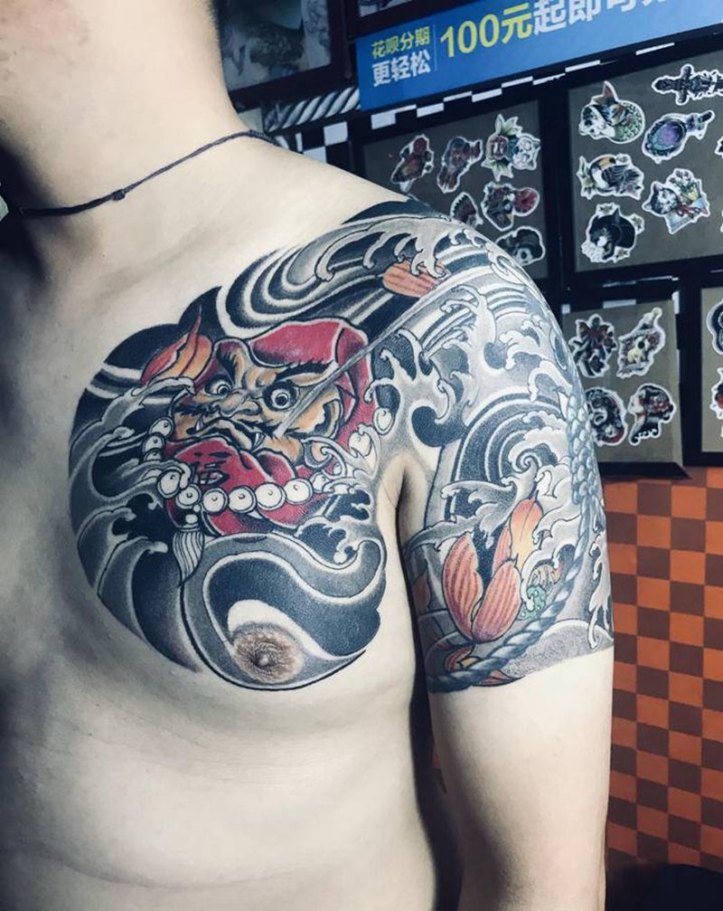 没有P半胛纹身第14天恢复期纹身图片_手臂胸部纹身图案