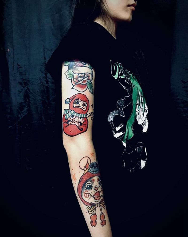 达摩纹身图片_手臂纹身图案