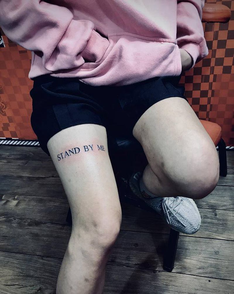 小英文纹身图片_腿部纹身图案