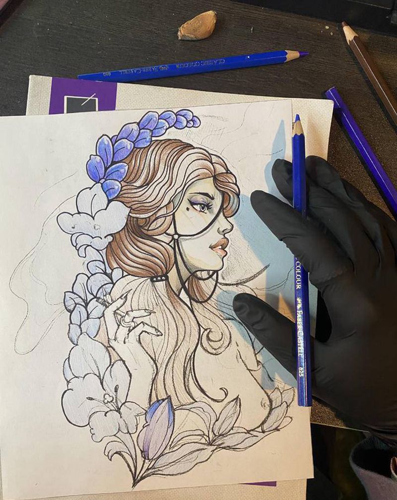 就一句 仙不仙纹身图片_手部New School纹身图案