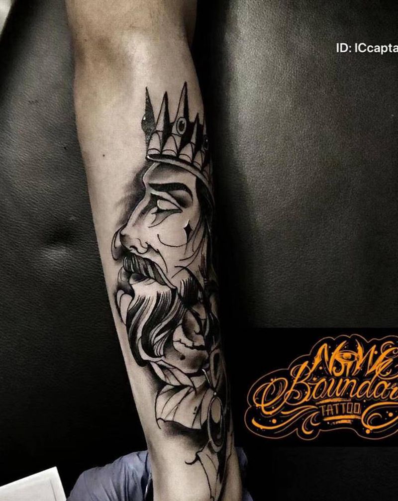 国王纹身图片_手臂New School纹身图案