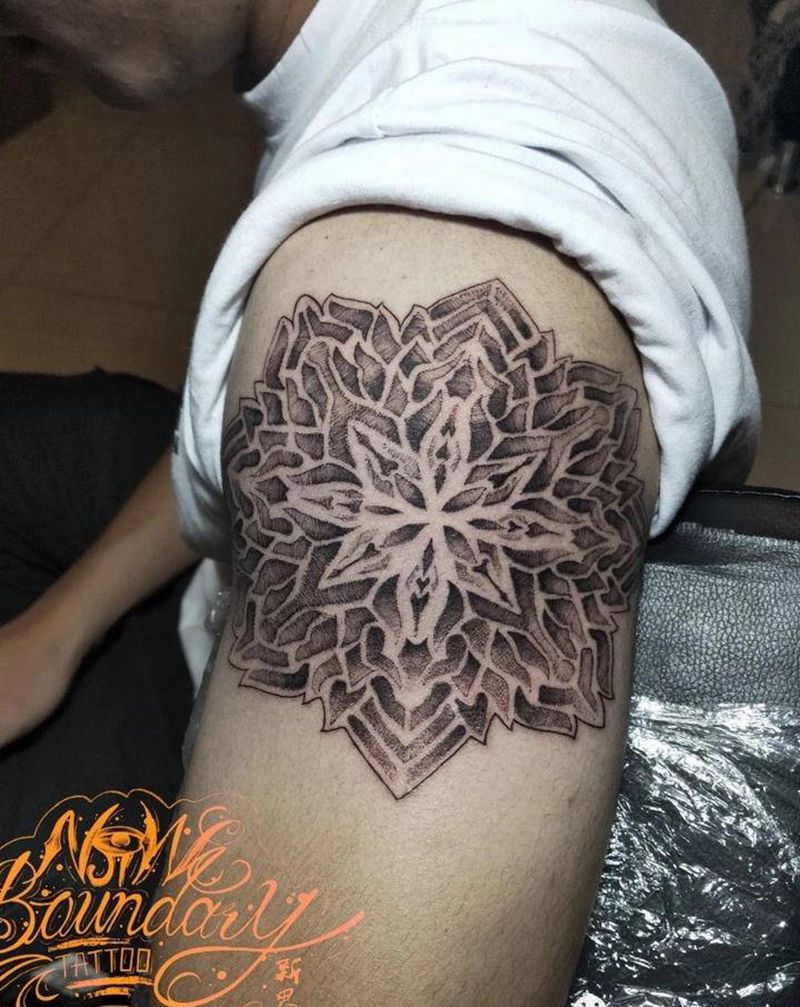 繁花纹身图片_手臂几何纹身图案