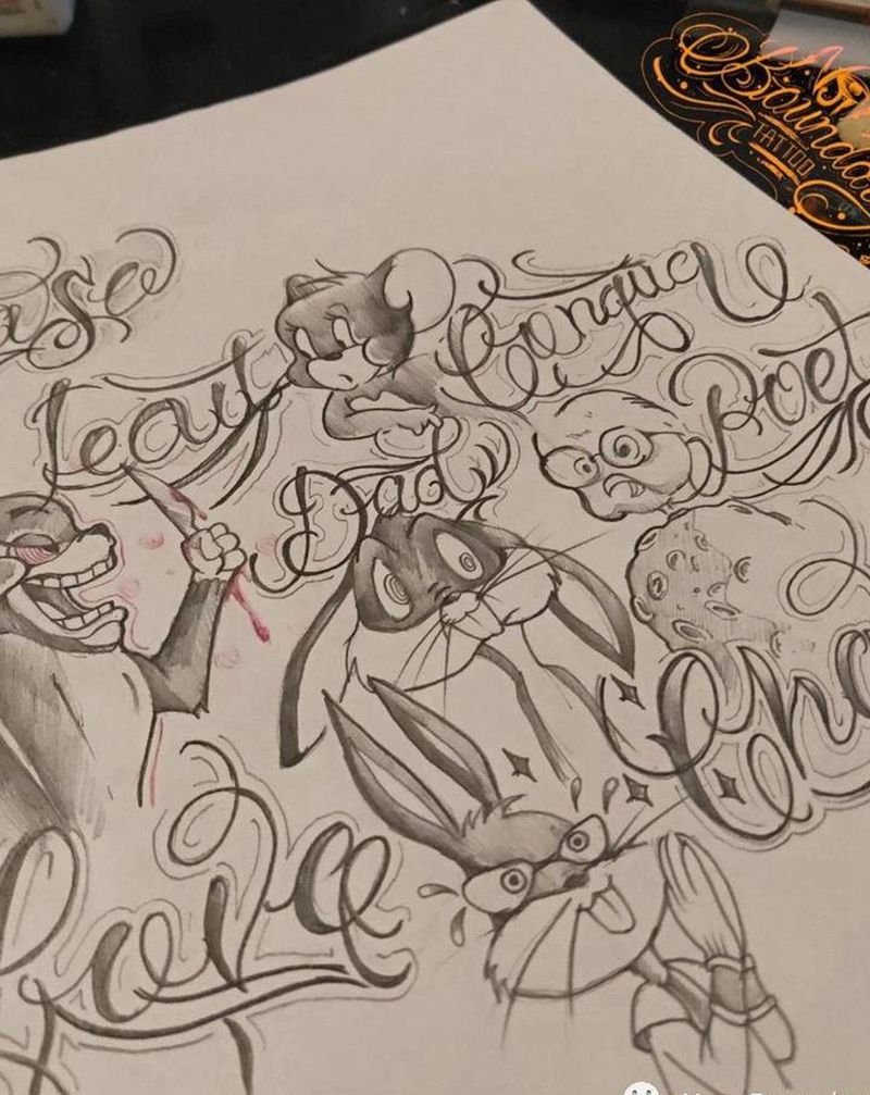 随笔纹身图片_手稿纹身图案