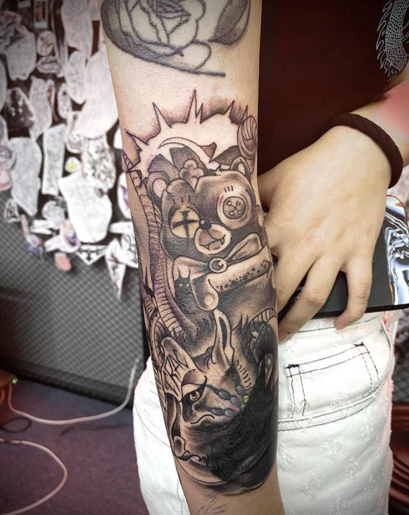 暗黑布偶熊纹身图片_手臂New School纹身图案