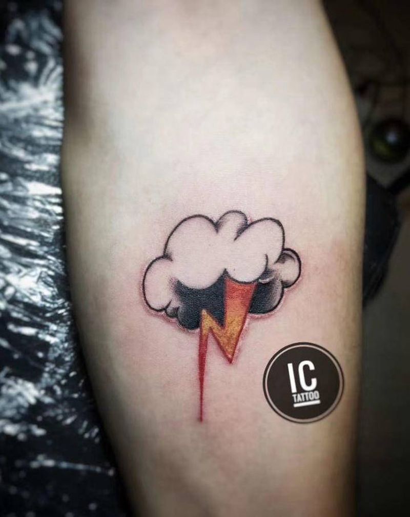 雷云纹身图片_手臂New School纹身图案
